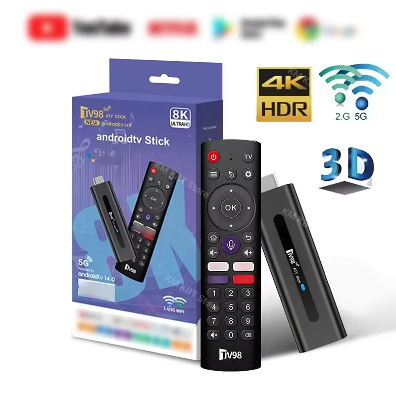

Android 14 TV Stick HDR Set Top OS 8K 1080P BT 5.0 2.4/5G Smart TV Sticks For Google YouTube NETFLIX Network Media Player