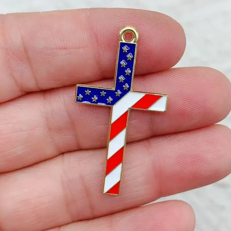 10pcs Enamel Flag Design Charms Alloy Independence Day Pendants For DIY Bracelets Necklaces Jewelry Making Accessories