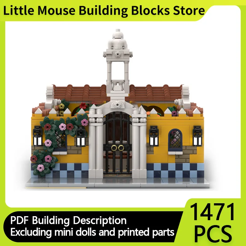 

City Street View Model MOC Building Bricks Spanish Courtyard Modular Technology Gifts Holiday Assemble Children Toys Suit