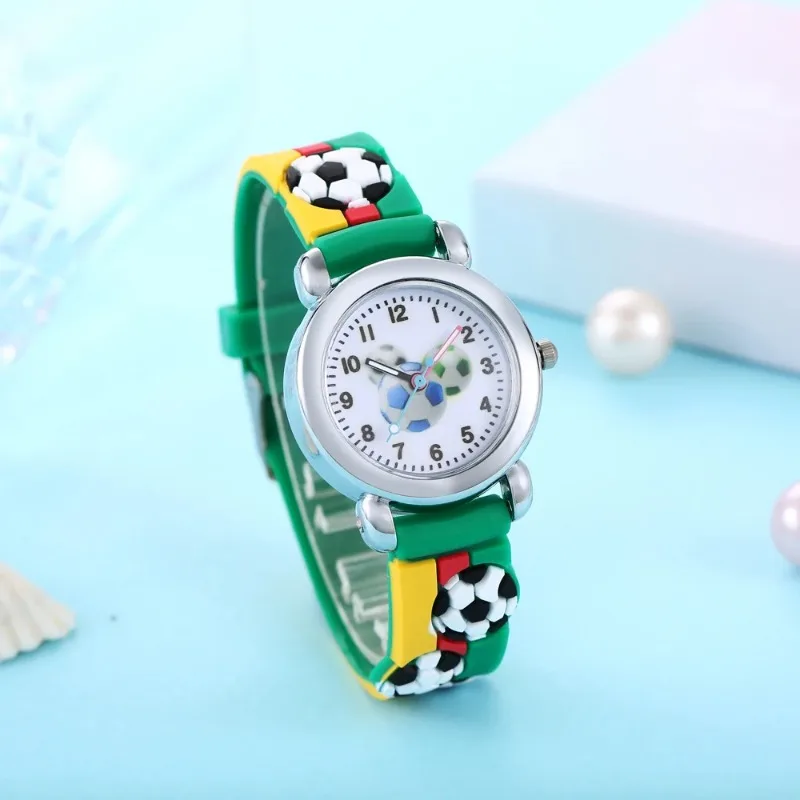 1Pcs Lovely Creative Cartoon Corlorful Kids Watch Gift for Boys Girls Sell Like Hot Cakes Cute Football Children's Wristwatch