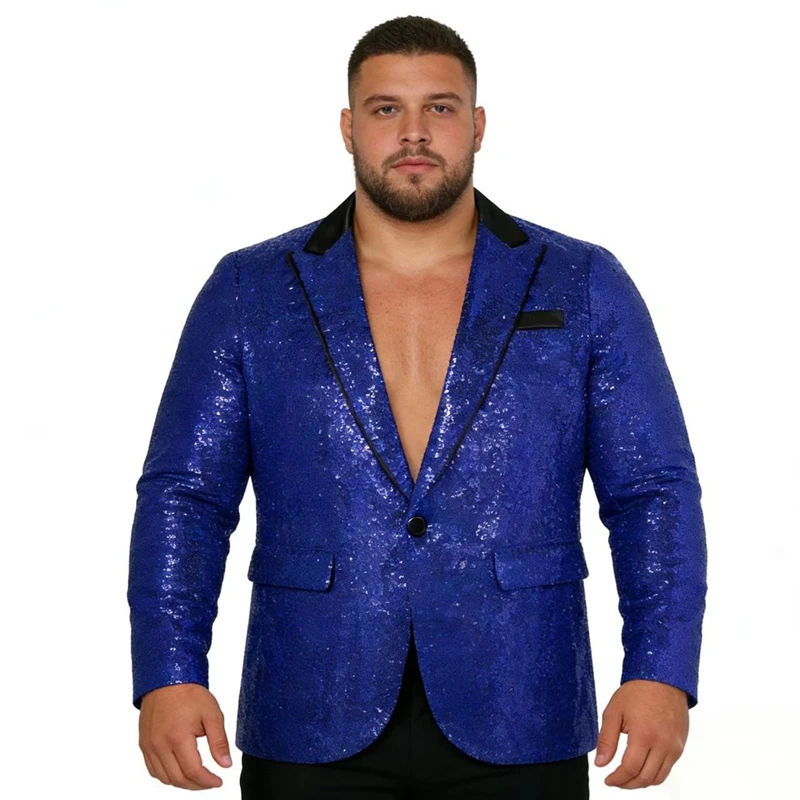 Red Men's Suit Jacket, Green Metal Sequin Decoration Blazers, Perfect for Parties/Stage Performances, European Sizes Silver Coat