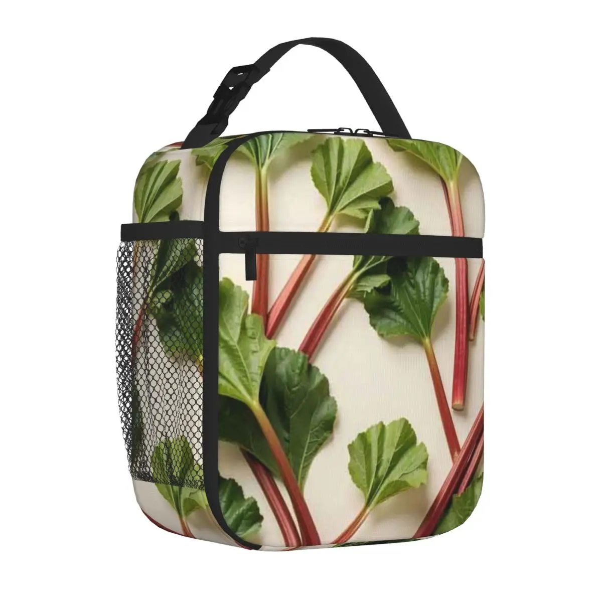 Bestselling Real Rhubarb Pattern Photographic Stalks And Leaves On Beige  Trendy Bento Bag High School Thermal Food Carrier