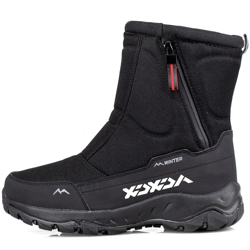 Botas de neve de algodão grosso masculinas, antiderrapante, impermeável, tubo curto, casal, pesca, ao ar livre, caminhada, quente, mais veludo, inverno, novo