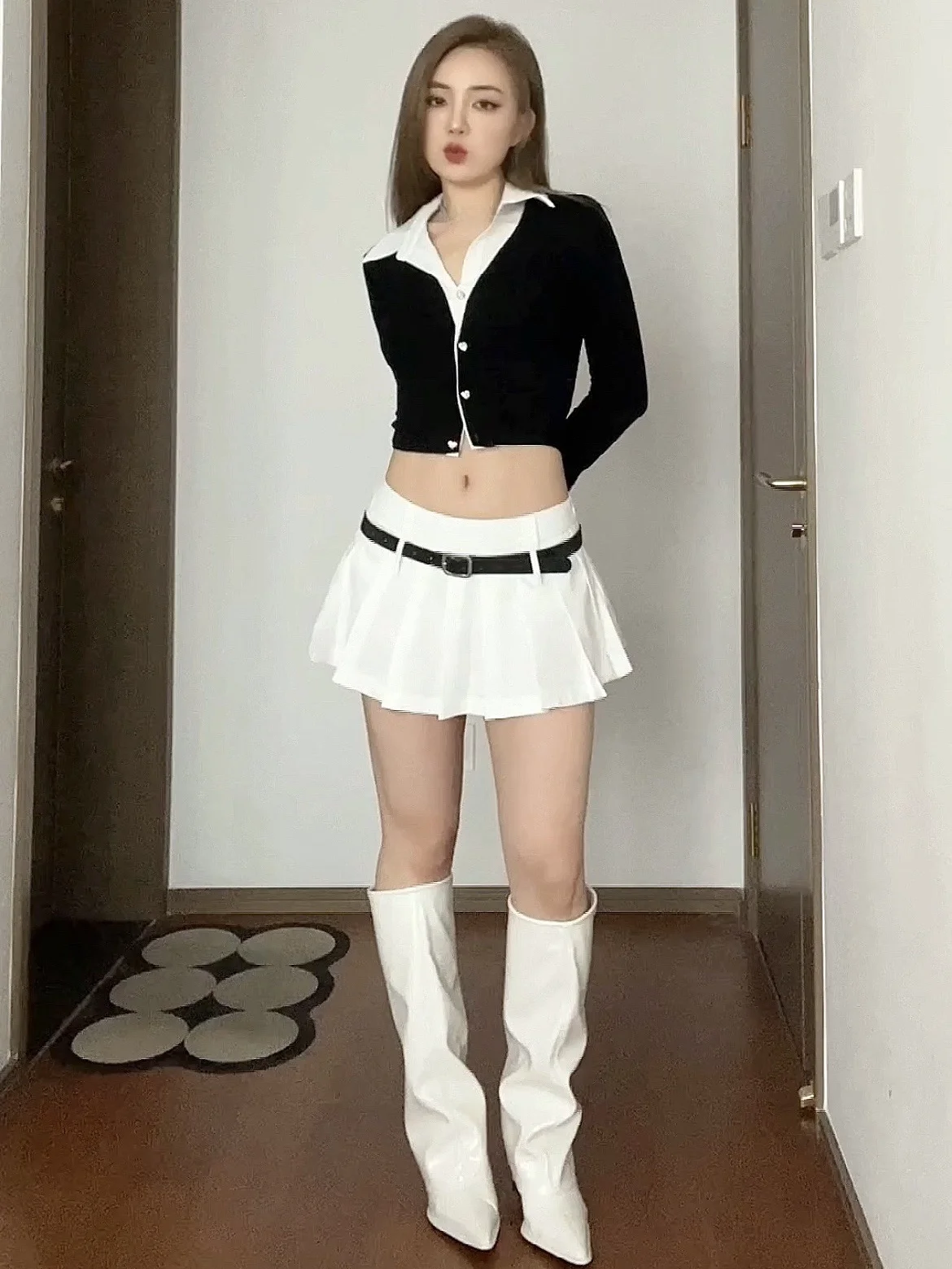 

Юбка NCC ONE в американском ретро-стиле, ультранизкая талия, плиссированная, сексуальная, с двойным поясом, непрозрачная