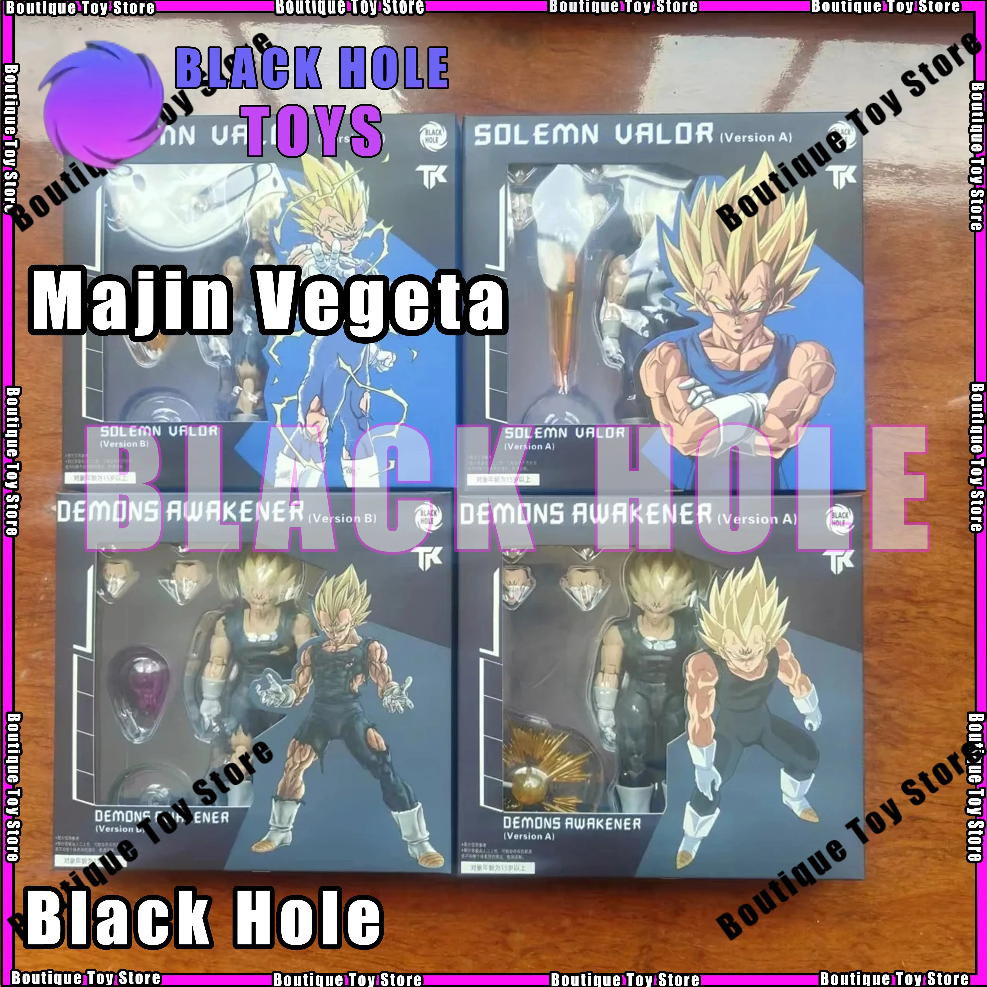 

In Stock Black Hole TK Custom Dragon Ball Z Super Saiyan SSJ Majin Vegeta Battle Damage Full Power Anime Action Figure Models