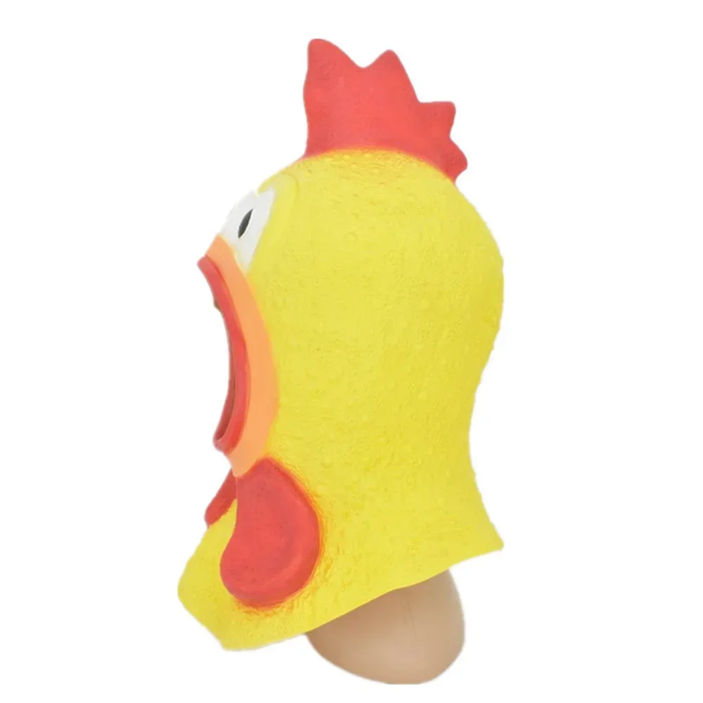 Douyin Internet celebrity funny joke with screaming chicken mask Halloween latex rooster head cover chicken cock face mask