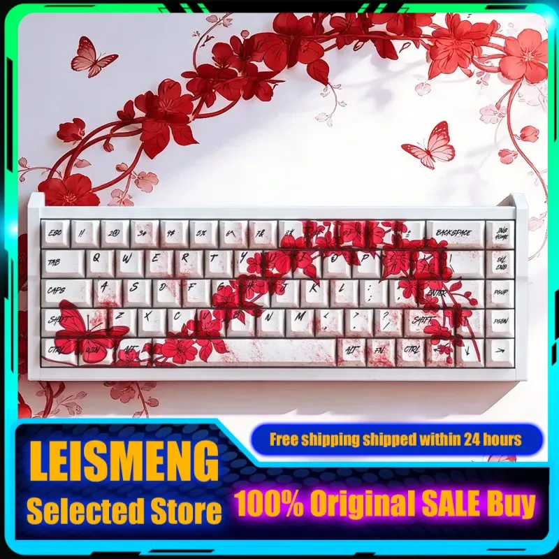

Butterfly Love Flower Theme Keycap PBT Thermal Sublimation PC Esports Game Mechanical Keyboard Collection Gifts Custom Keycaps