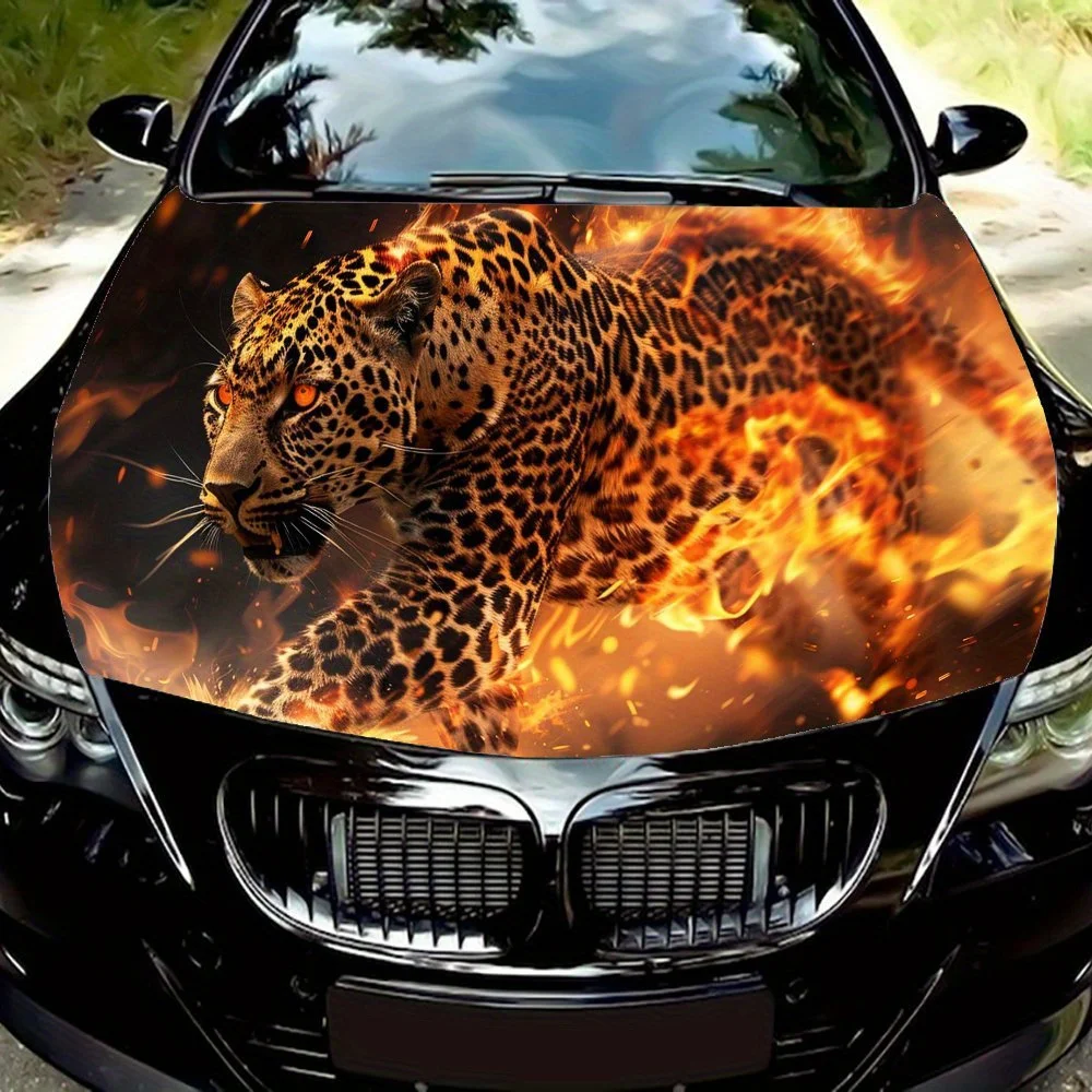 

Fiery-eyed Leopard, Fierce and Intense. Durable Car Hood Stickers, Car Engine Hood Stickers, Suitable for Most Vehicles, Ideal G