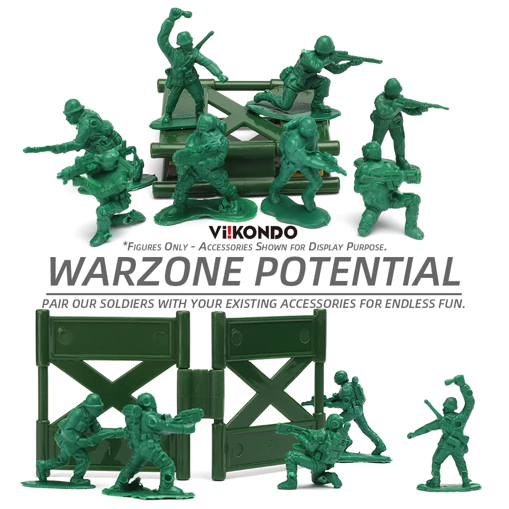 ViiKONDO Army Men Toy Soldier 1/72 Mini Plastic Action Figure pose casuali Green Tiny Troops Fun Tabletop Wargame Diorama 100 pz