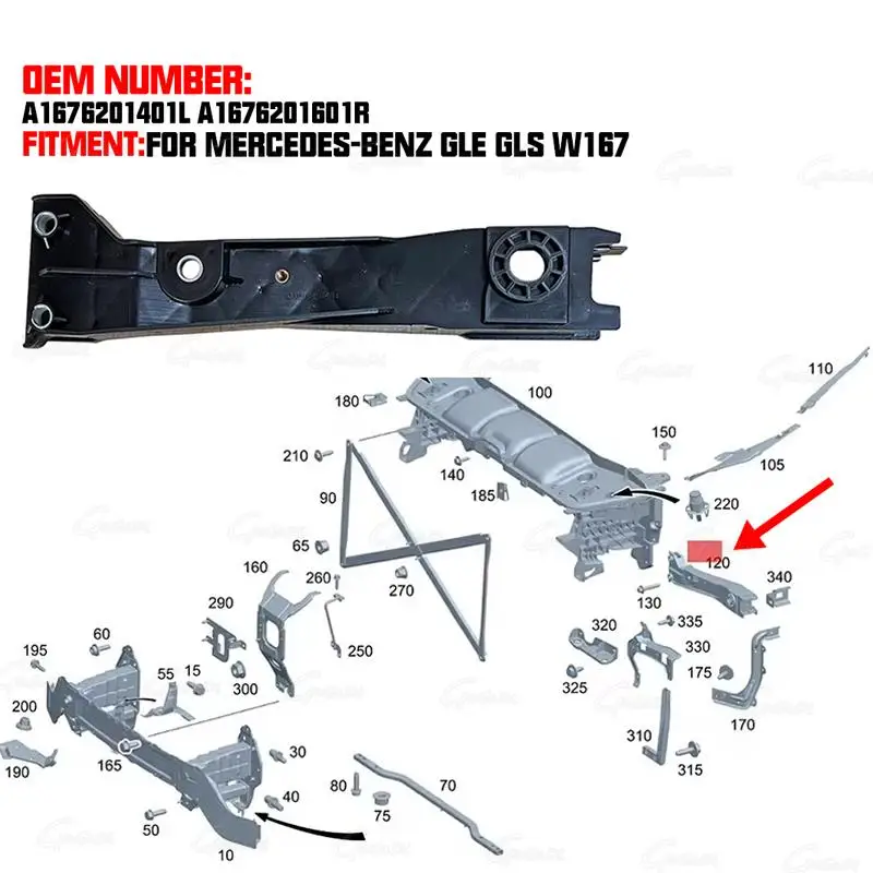 Car headlamp repair kit bracket Fit for Mercedes-Benz GLE GLS W167 headlamp screw headlamp bracket 1676201401 1676201601