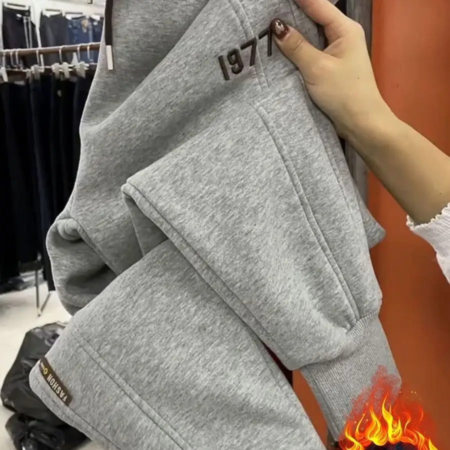 سراويل نسائية فضفاضة كاجوال ، بنطال عالي الخصر ، رباط ، حروف مزرزة ، هارلان ، أقدام صغيرة ، أحادية اللون ، مرنة ، خريف ، شتاء