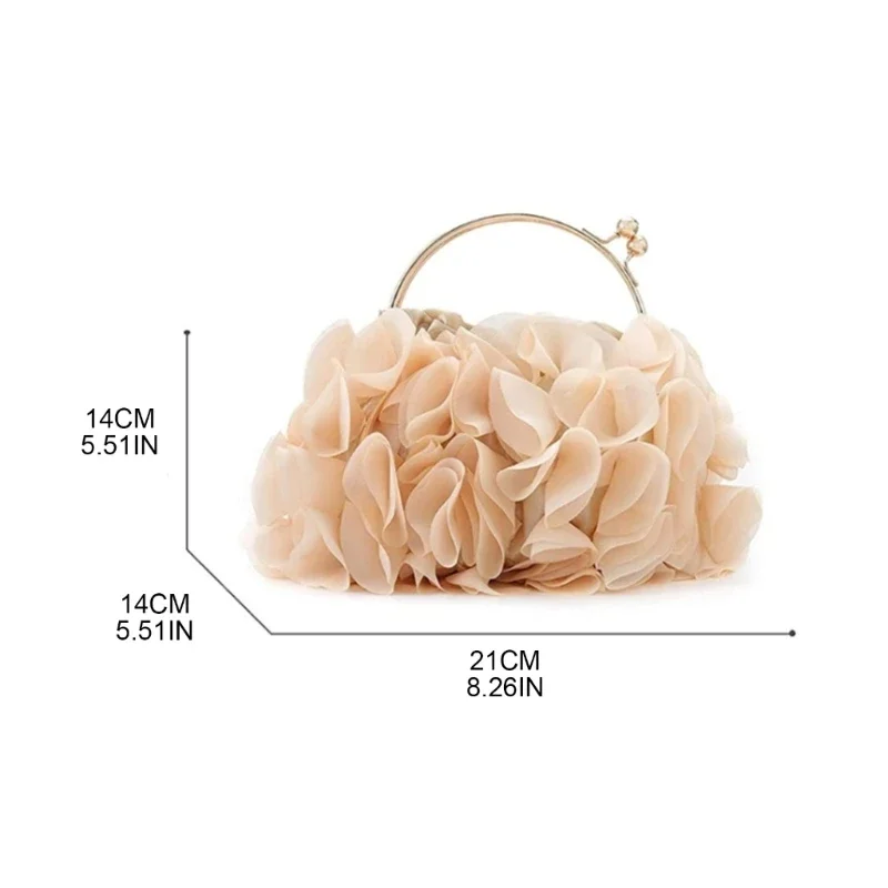 Sweet Memory Clutch Purses Satin Flower Evening Bag Female Elegant Party Prom Handbags Bridal Wedding Crossbody Shoulder Bag