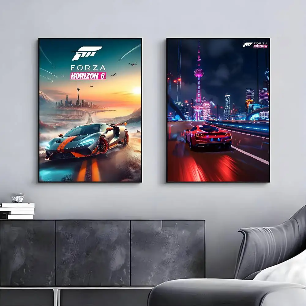 ألعاب السباق F-Forza H-Horizon 6 ملصق معرض يطبع ذاتية اللصق ديكور المنزل الديكور صور مطبوعة للحوائط ملصق غرفة المعيشة