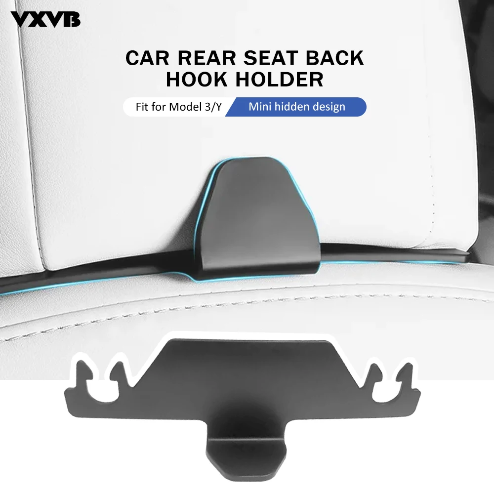 

For Tesla Model 3 Y 2023 Car Seat Back Hook Headrest Hanger Bag Pouch Clothes Hanging Hooks Fastener Clip Decoration Accessories