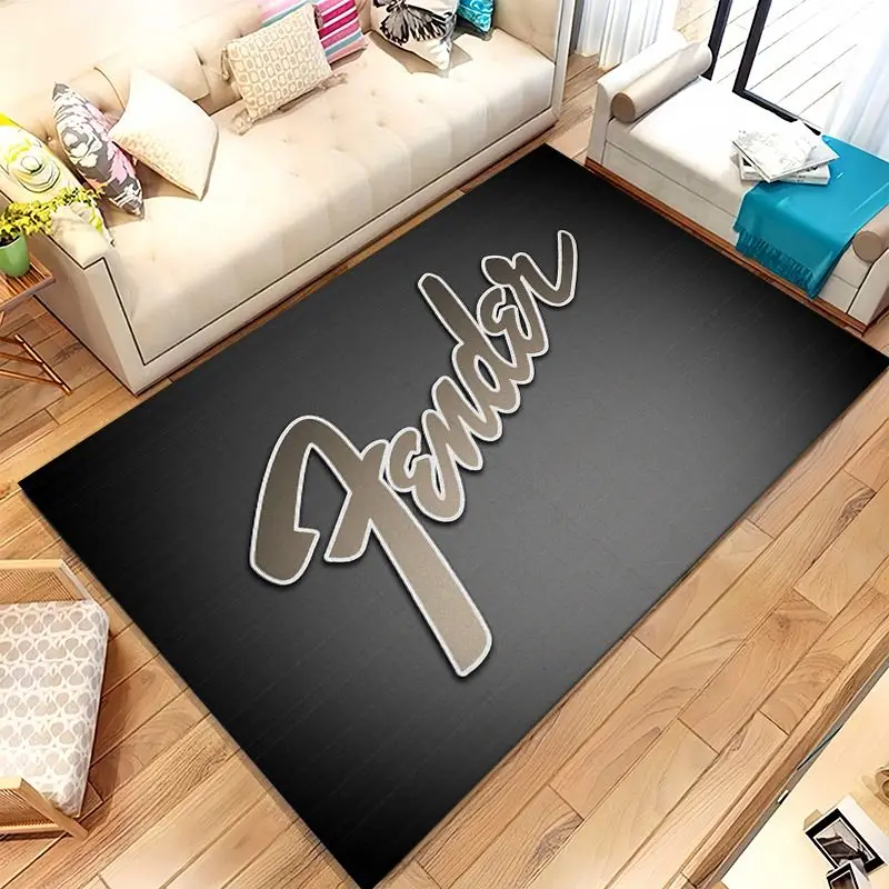 Vintage Fender Guitar Rock Music Area Rug,Soft Non-Slip Carpet Mat for Living Room Bedroom Playroom,Sofa Floor Rug,Home Decor