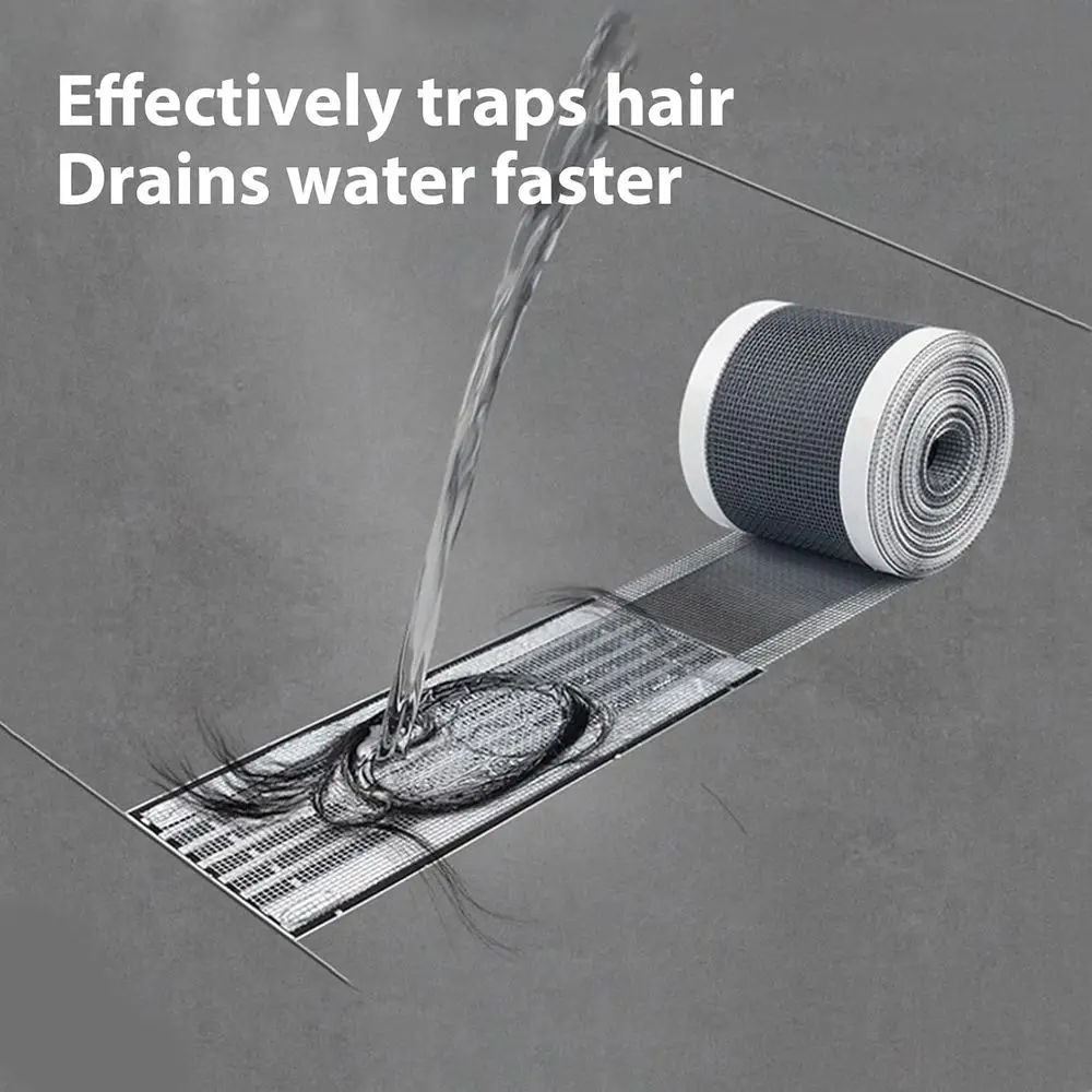 Disposable Hair Catcher - Mesh Stickers or Linear Shower Drain, 32.8 ft Hair Stopper with Removal Tool, 2.75 Inch Width, 2 Pack