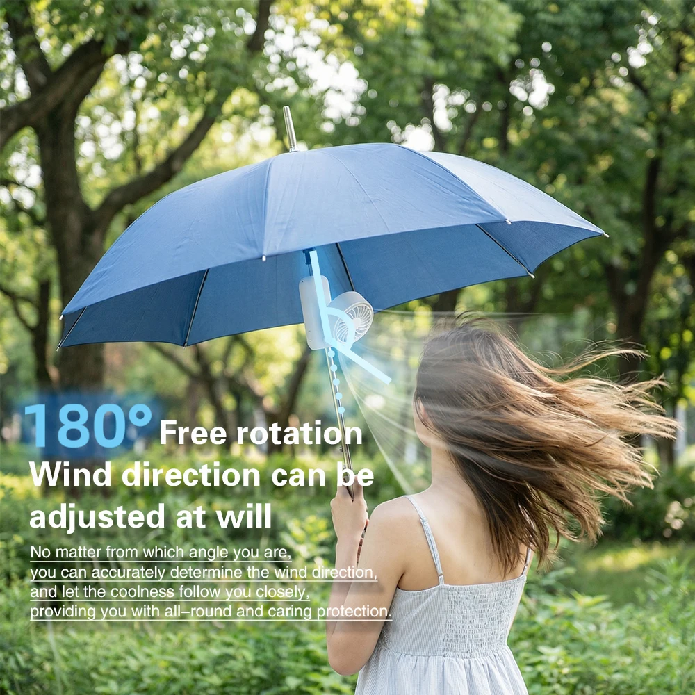 Folding Fan with Clip For Umbrella Portable Handheld Fan Mini Desktop Fan USB Rechargeable Personal Cooling Fan Silent Fa