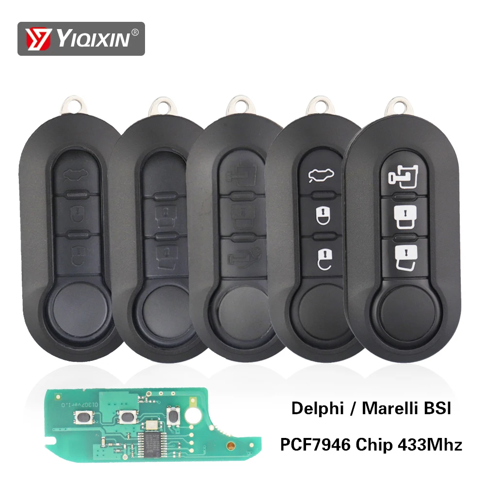 

YIQIXIN Remote Car Key For Fiat 500 500L MPV Bravo Qubo Ducato Grande Citroen Jumper Peugeot Boxer 2008-2015 433MHZ ID46 Chip