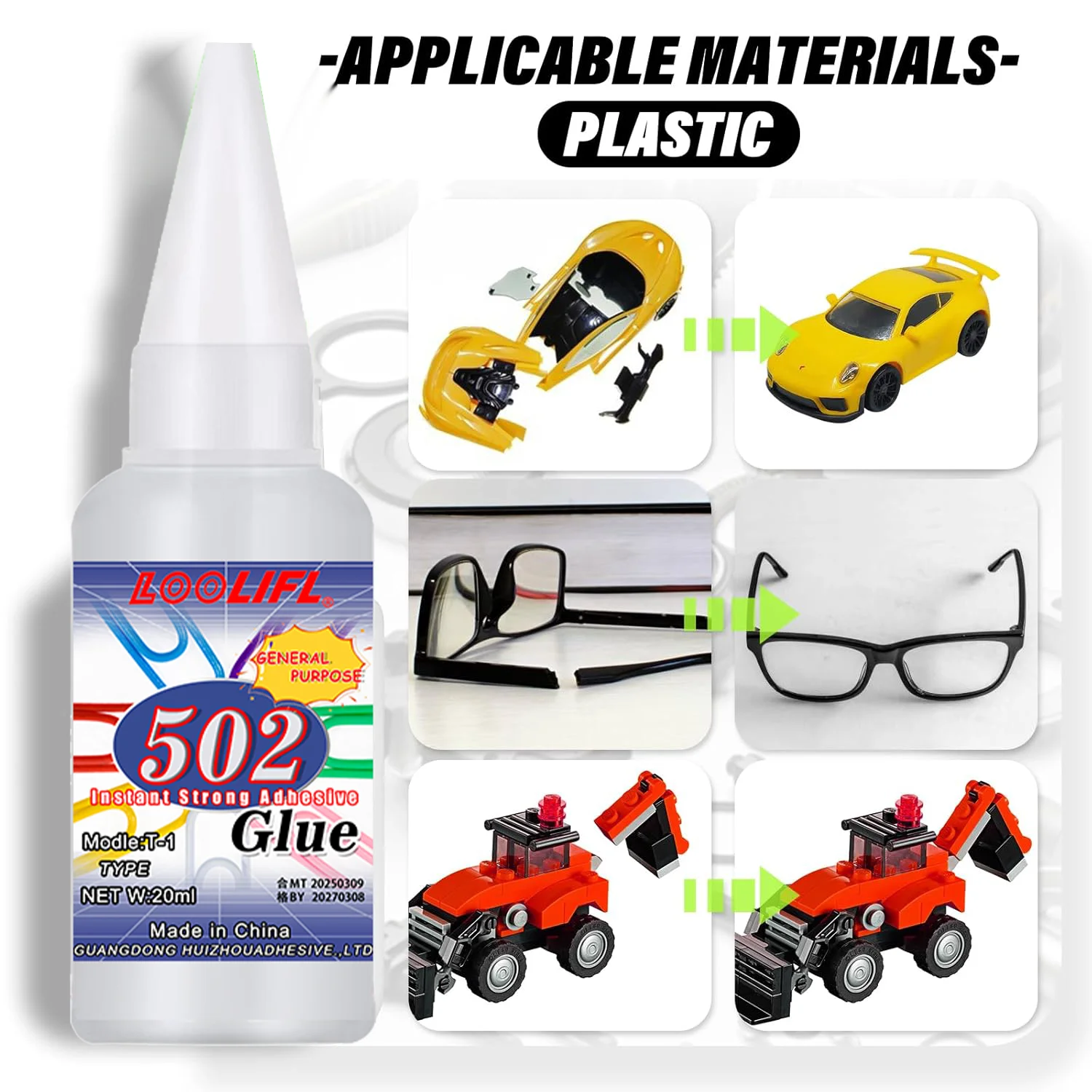 502 فائقة قوة المواد المجففة بسرعة، والمهنية للعب البلاستيك وغيرها من التصحيح اليومية، أبيض شفاف وخالية من الرائحة. #2