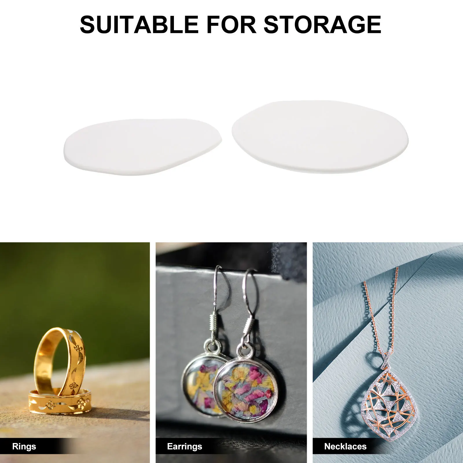 

2Pcs Storage Plates Exquisite Ring Tray Organizer Lightweight Jewelry Holder Trinket Dish for Home Decor