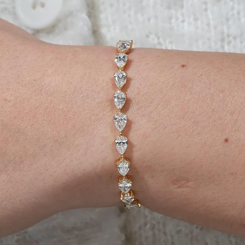 FCGJHW Pear Moissanite Tennis Bracelets 100% S925 Silver WaterDrop Diamond Hand Chain for Women Hand Chain Gifts Jewelry 2026