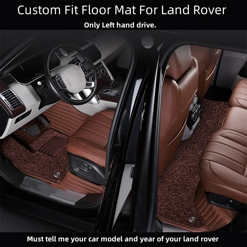 Custom Fit Floor Mat ECO Cowhide Leather for 5 Seaters Land Rover Range Rover Sport Velar Evoque Discovery 4 5 Defender