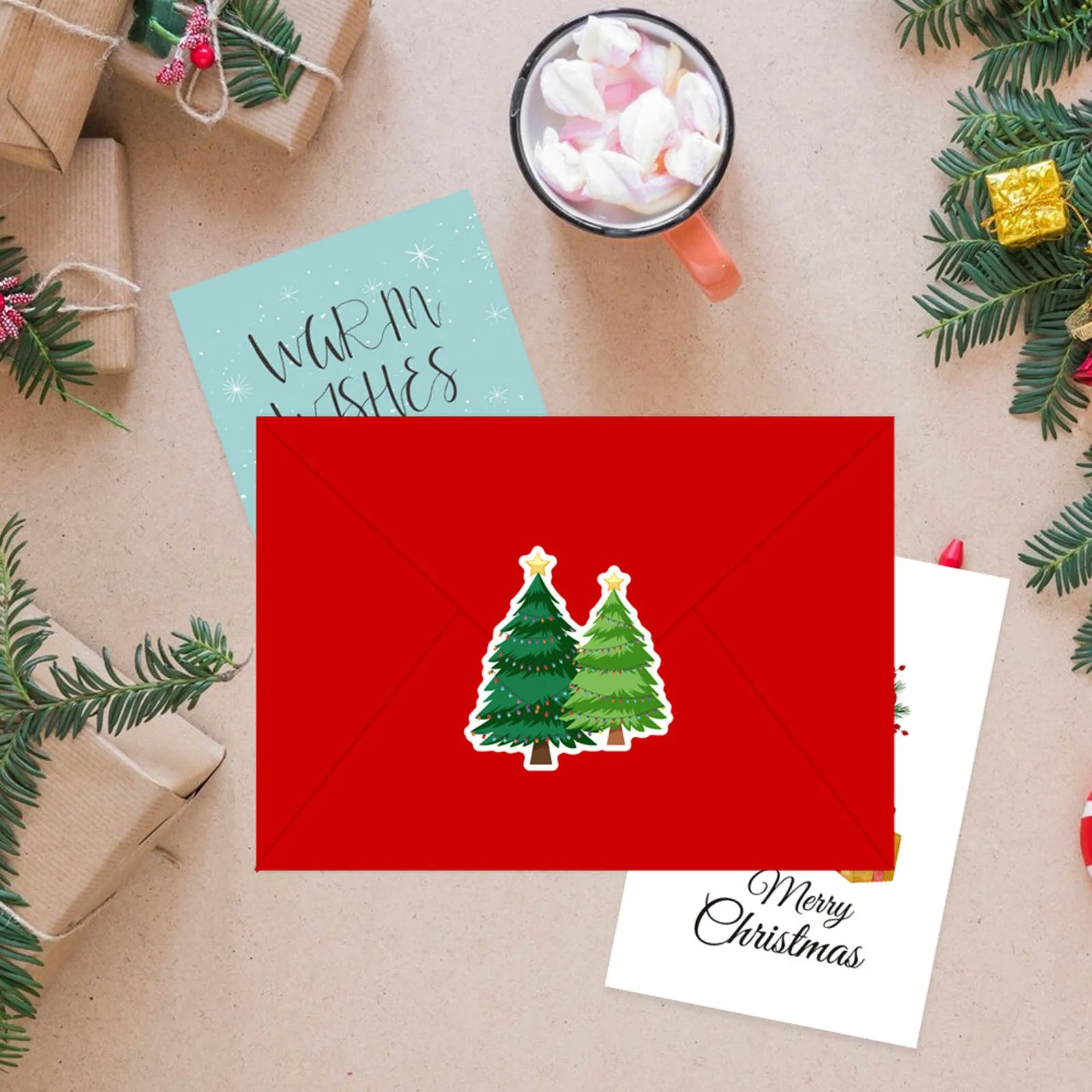 Portable Christmas Card Set Folded Envelope Holiday DIY Handwritten Blessing Christmas Card Suitable for Christmas Gift 2025