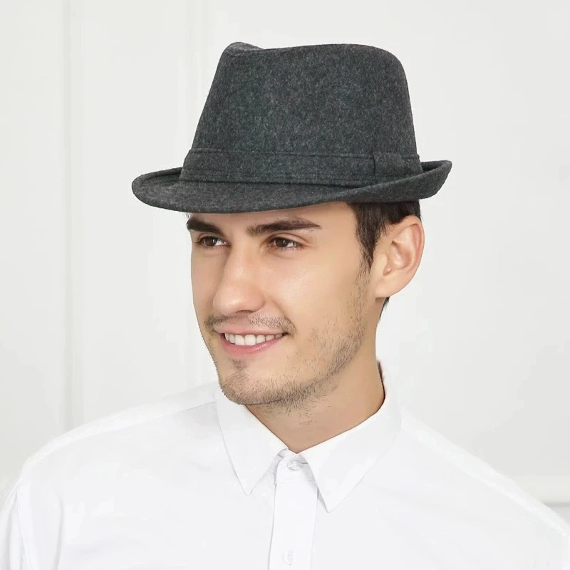 Hut für Männer, neuer Herbst-Winter-Stil, britischer Stil, Herren-Jazzhut, einfache schlichte Wollmütze, mittleres Alter und ältere Menschen, Gentleman-Hut – Detail 5
