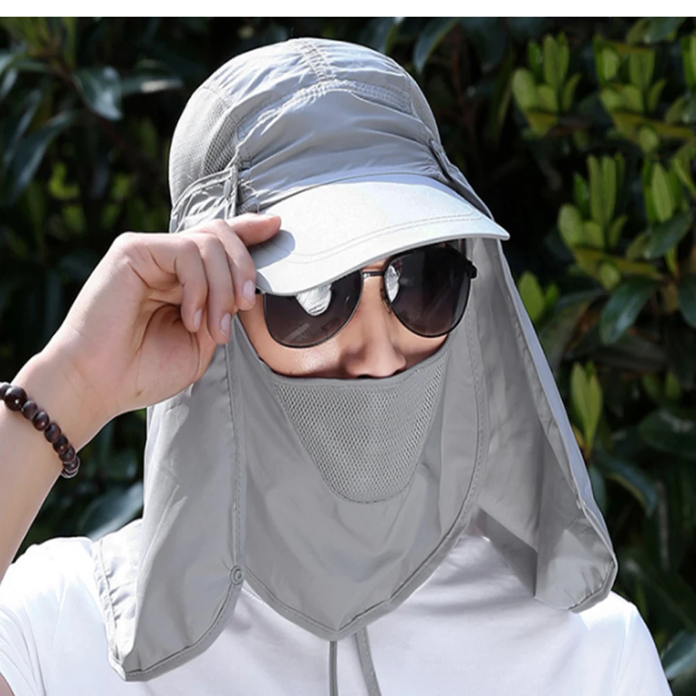 

UV Protection Hat for Men Lightweight Breathable Face Cover Mask Outdoor Fishing Hiking Climbing Sun Shield Hat