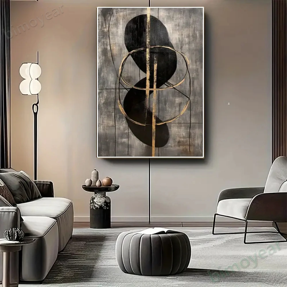 

100% hand drawn black lines abstract oil painting original wall painting home living room decoration paint interior aesthetics