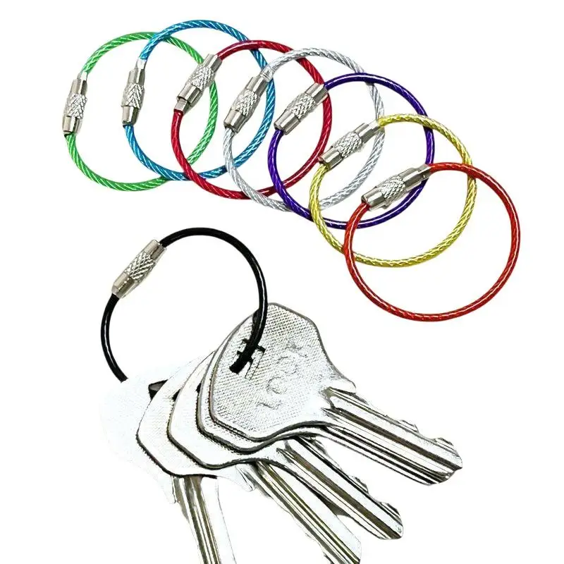 10 Stück Langlebige Eisen-Draht-Schlüsselringe Bunte Schlüsselanhänger mit Schraubverschluss Anti-Verlust-Schlüsselhalter für Wandern, Camping, Reisen – Detail 6