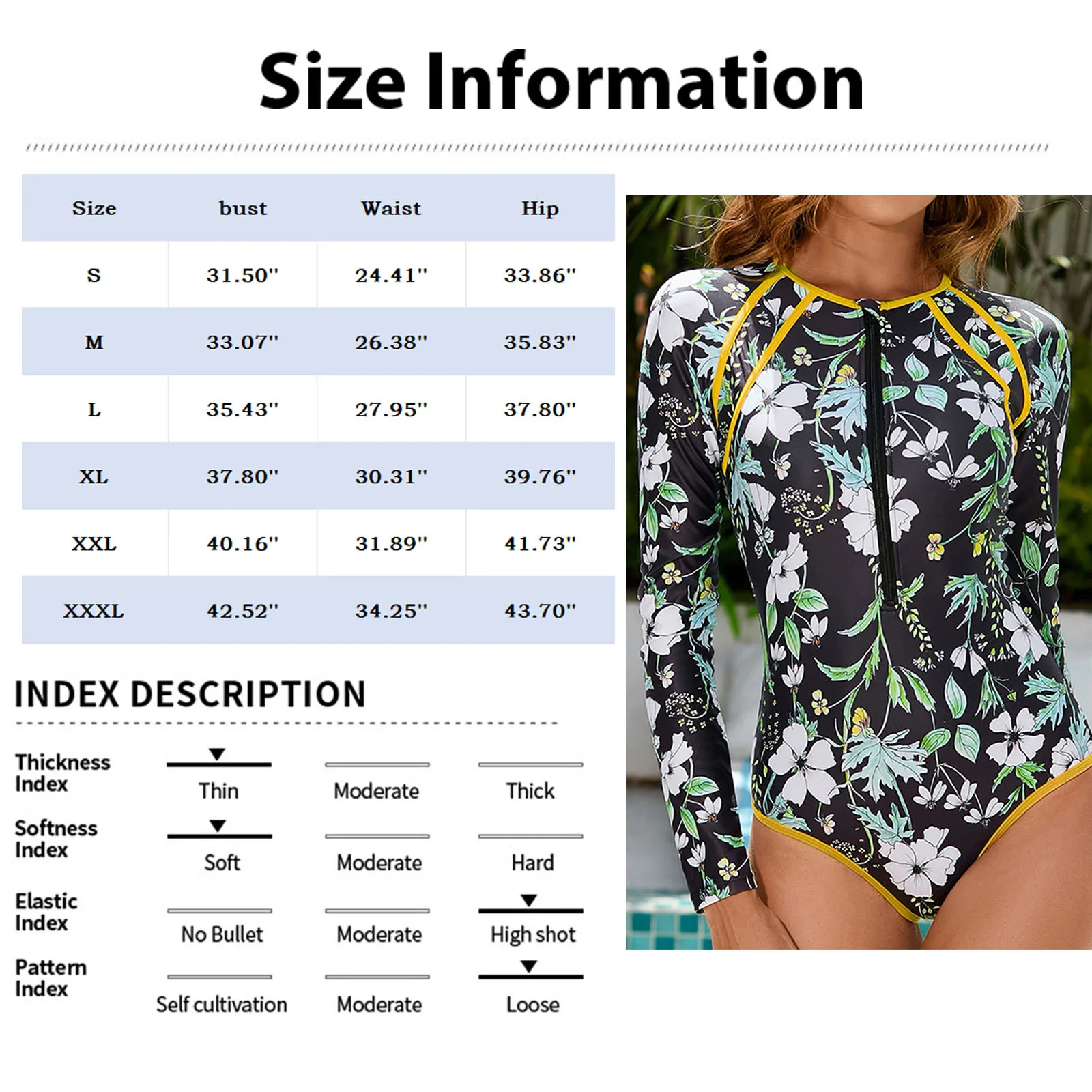 Swimwear feminino de uma peça de manga comprida, meio zíper, emagrecimento, cintura alta sexy, surfe, terno beachwear, combinação de cores