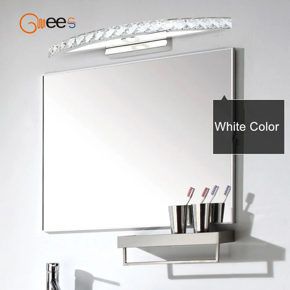 Simple Crystal Mirror Headlight LED Bathroom Light Moisture Proof Stainless Steel Arc Powder Room Moisture Proof Lamp
