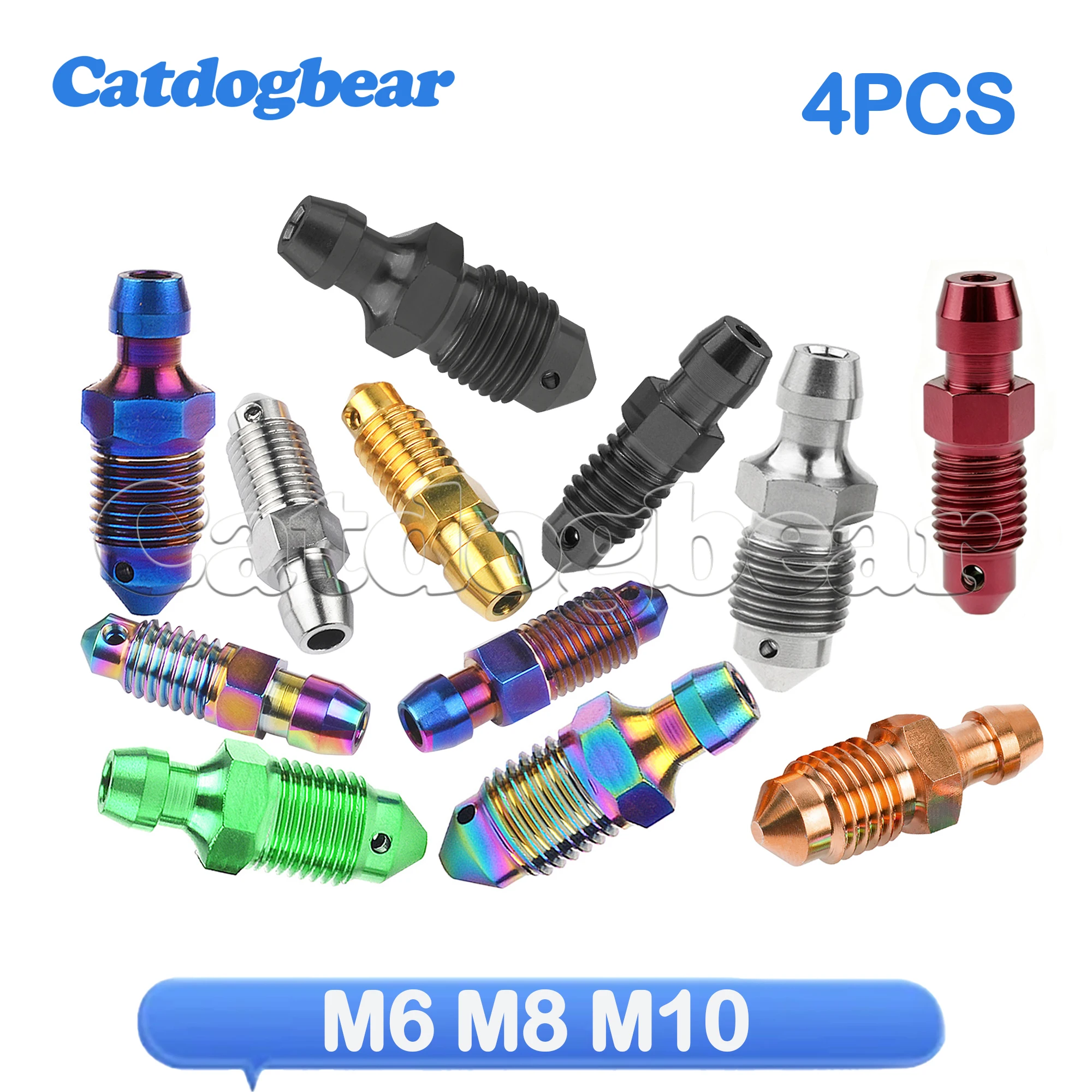 Catdogber 4PCS Titanium Bolt M6 M8 M10 X Ptich1.0/1.25mm Spacing Motorcycle Caliper Oil Drain Bleed Screw Oil Drain Screw