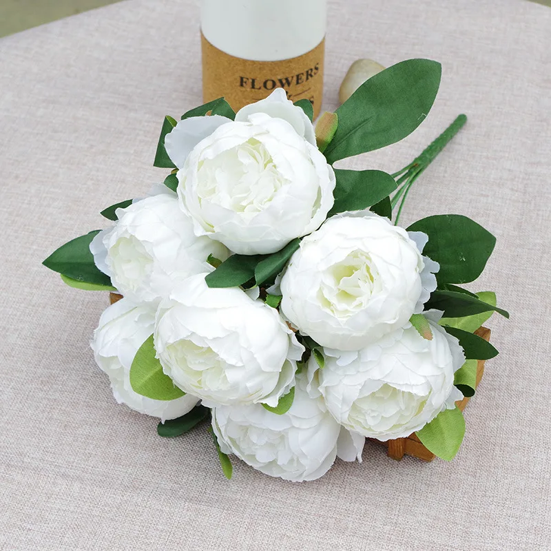 

2023 quality Silk Artificial Rose Peony Flowers 19 color Wedding Home Christmas Fake Flower Bouquet Craft Wreath Supplies