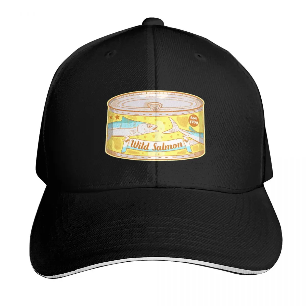 Wild Salmon Pop art tin of fish Baseball Cap Casual Daily Wear Quick Dry Performance Cotton Twill Breathable