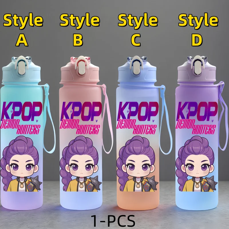 كوب ماء لطيف لشخصية الرسوم المتحركة من KPop Demon Hunters بسعة كبيرة وزجاجة مياه محمولة للاستخدام الخارجي هدية للأولاد والبنات