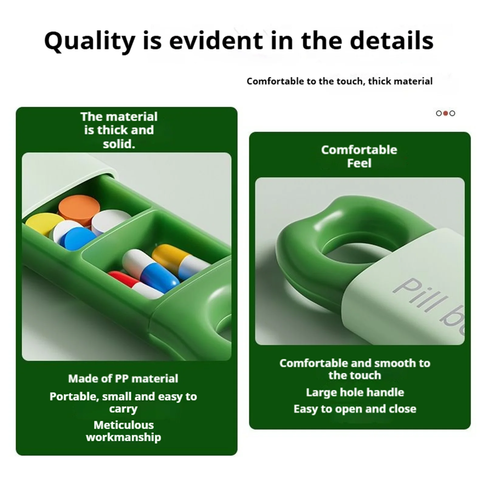 3 Grid Portable Pill Organizer Mini Travel Medicine Box Separated Compartments Lightweight Waterproof Case For Daily Use