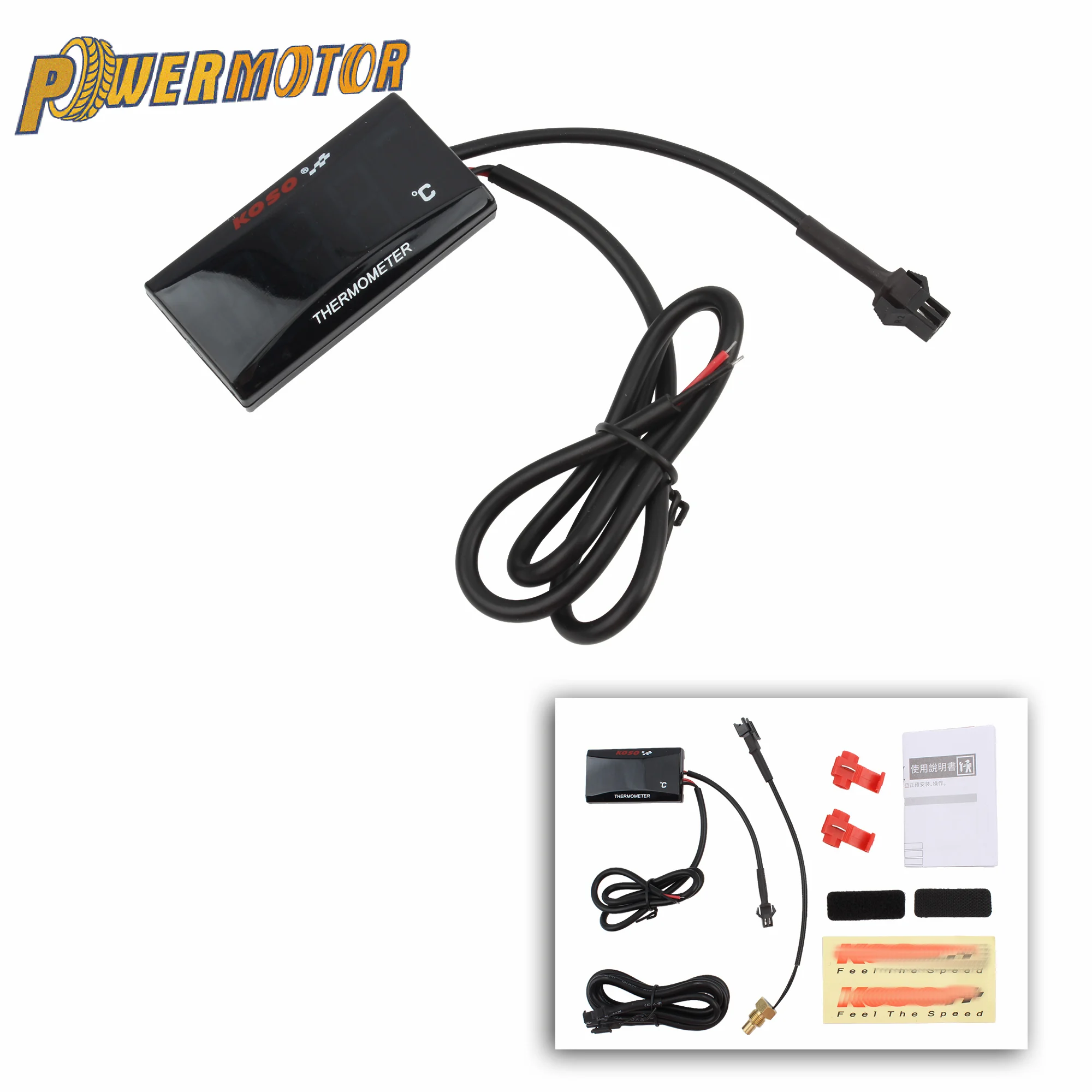 12V Universal Motorrad Thermometer Wassertank Nachrüstung 0~120 ° C-Monitor Rot Blau Anzeige Warnthermometer mit Sensor