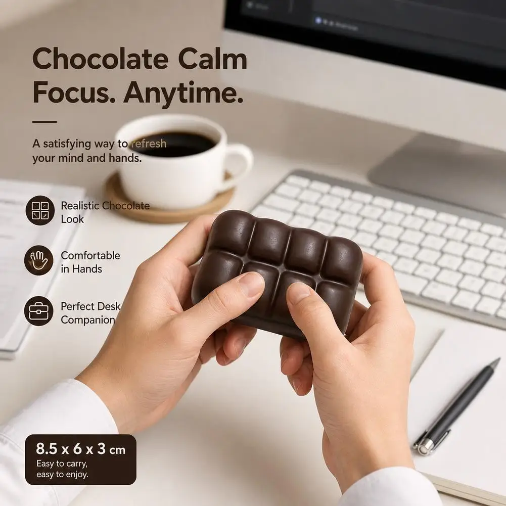 Crispy Chocolate Squishy Toy Crunchy Fidget Stress Relief Toy Irreversible Crunchy Unique Texture Desktop Novelty Sensory Toy