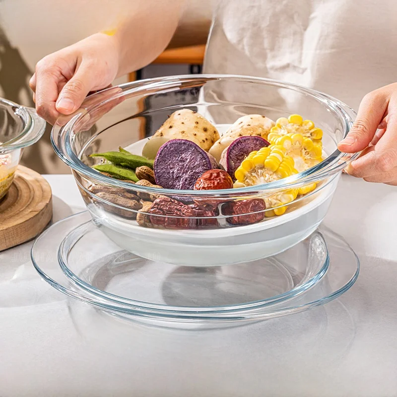 High Borosilie Glass Bowl Set with Lid Microwave Se Durable Home Use Draining Di Simple Sle round ape for Daily Use — купить у AliExpress WW