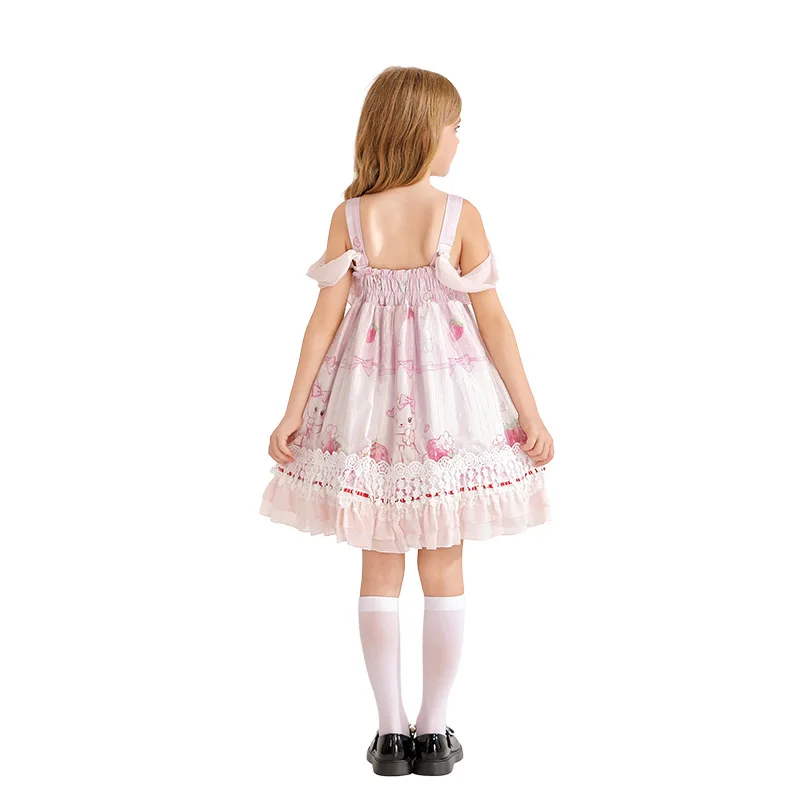 Summer Garden Children's Halter Dress, Girls' Hawaiian Beach Princess Dress, Lace Lolita Girl Dress, Size L. view 3