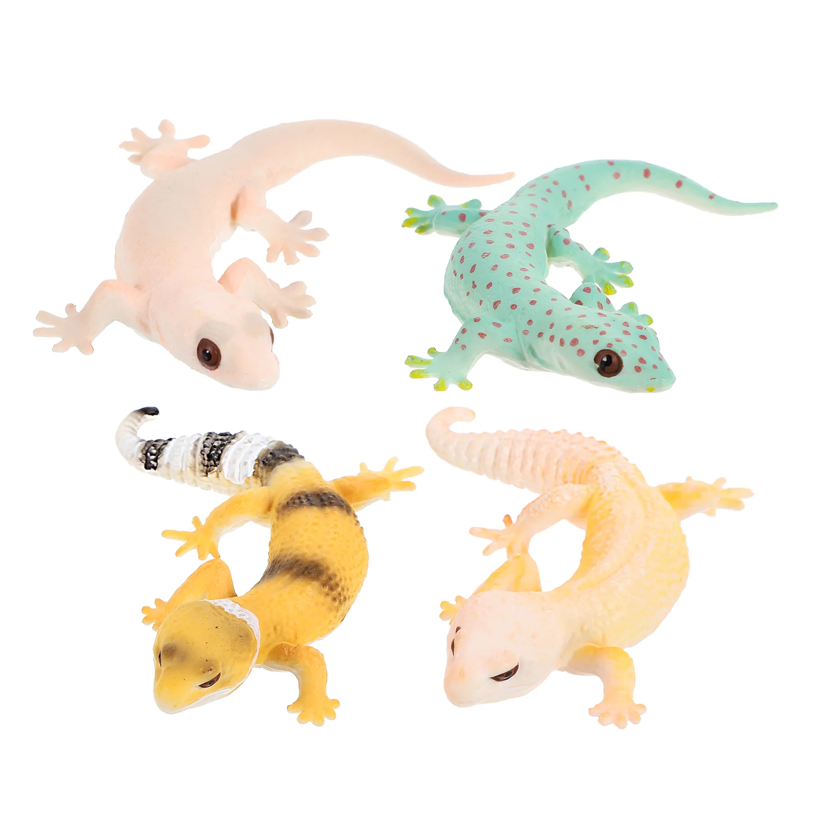 4 Pcs Animal Model Simulation Gecko Figures Cognitive Realistic Models Figurines Miniature Crawl Decoration