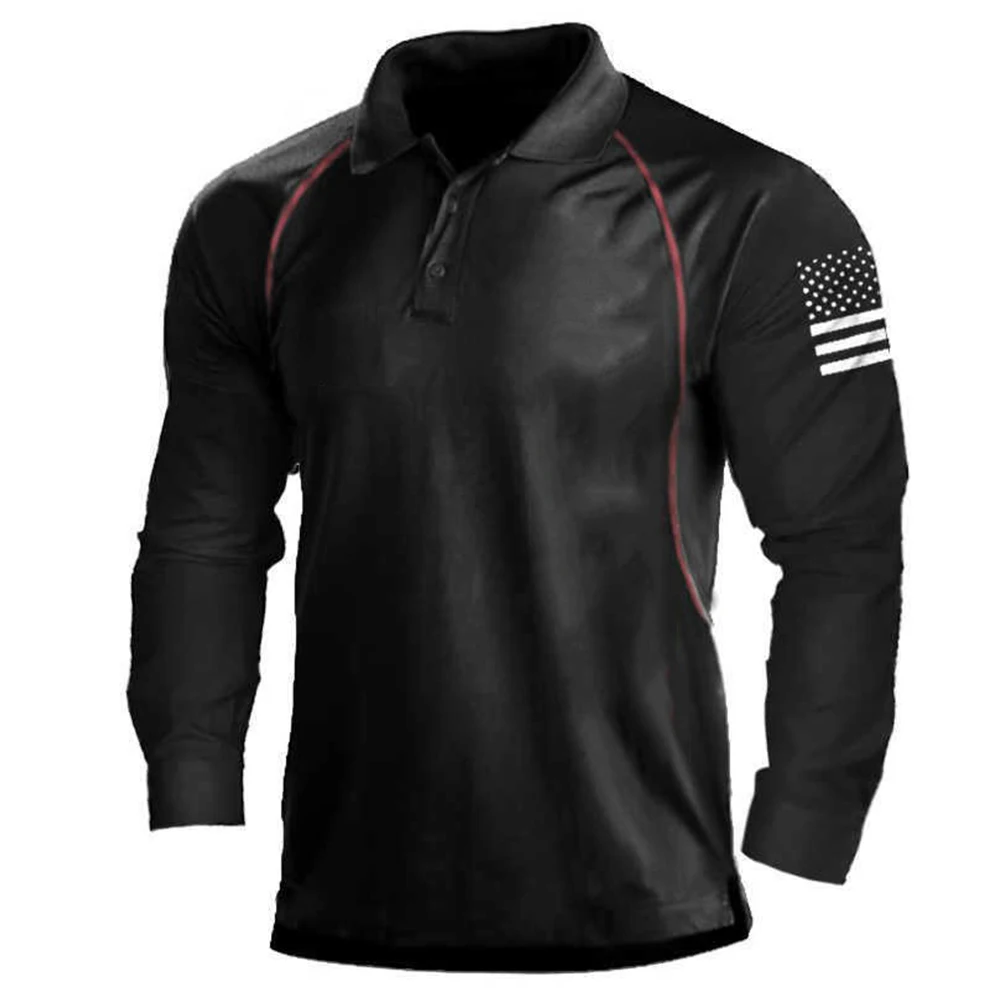 Tops Tee Workwear Business Stylish Men\'s Muscle Tops Tee Slim Fit Button Collar Sports T Shirt Long Sleeve Shirt