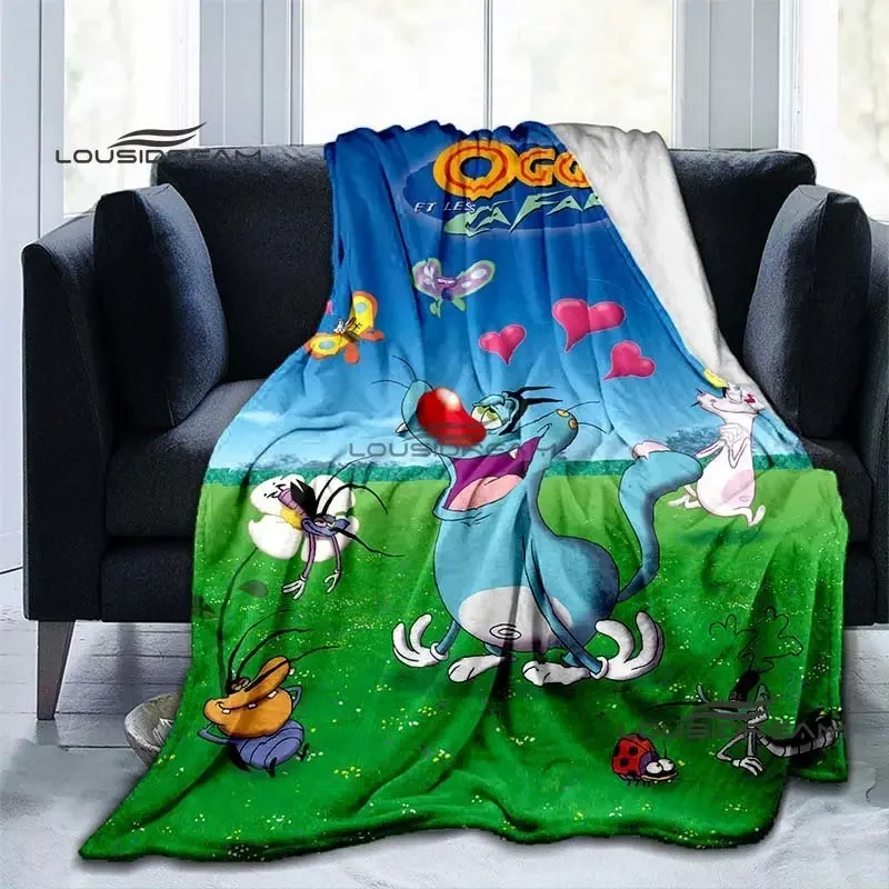 Oggy et les cafards Cute Blanket Classic Cartoon Throw Blanket Birthday Christmas Gift Bedroom Sofa Travel Camping Warm Blanket