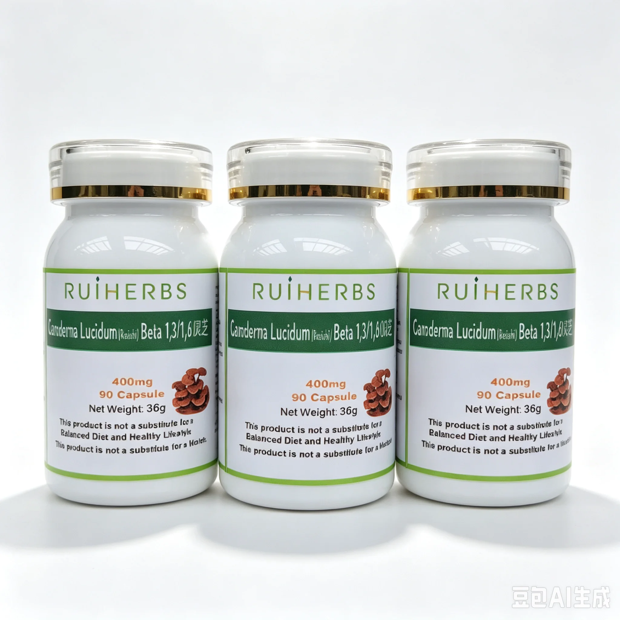 Organic Reishi Mushroom Capsules - Max Potency 30% Beta Glucans Extract 3Bottles x 270 Counts