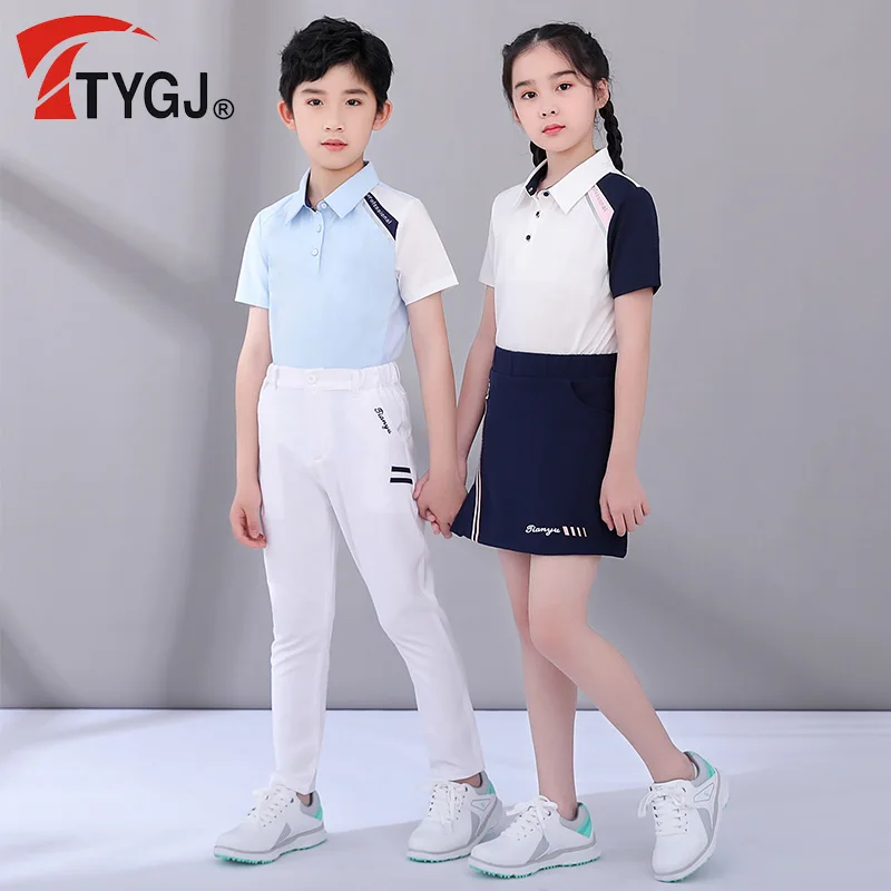 

TTYGJ summer sports children's golf short sleeve youth top breathable quick drying polo shirt