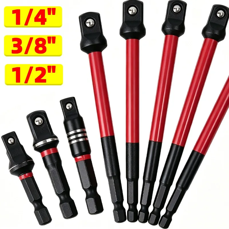 3PCS Impact Socket Driver Set Positioning Ball Adapter Rod Alloy Steel Auto Repair Socket Extension Adapter Parts Accessories