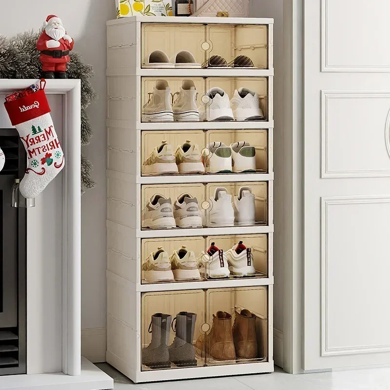Household Goods Home Dust-proof  No Installation Foldable Transparent Folding Shoe Box, Large Capacity Shoe Storage Box