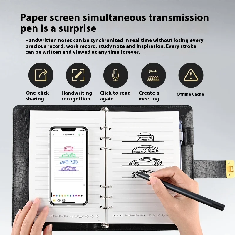 Cuaderno de energía móvil síncrono con carga USB, bloqueo de contraseña de huella digital, pantalla de papel, moda y conveniente